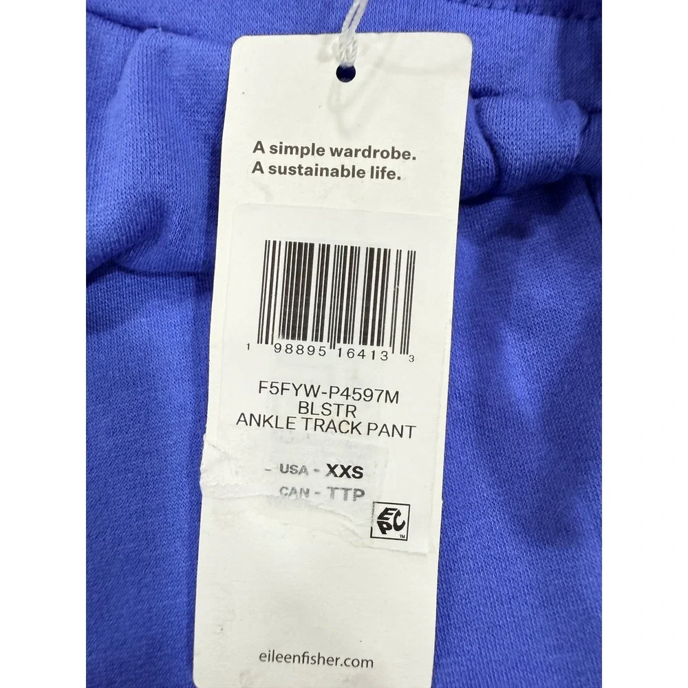 Eileen Fisher Joggers XXS Blue Cozy Brushed Terry Hug Minimalist Retail $178 - Picture 9 of 9